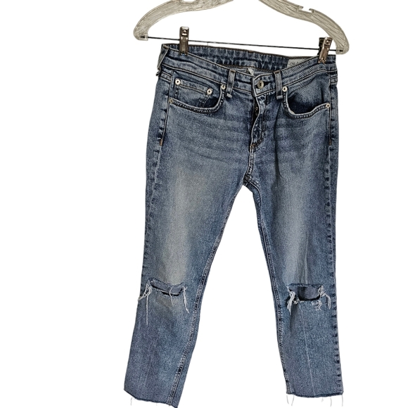 Rag & Bone Dre low-rise slim boyfriend jeans in Stella light wash Distressed 25 - Picture 2 of 8